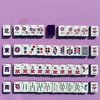 StarionPlayLab Mahjong américain moderne portable violet gravé 160 tuiles de luxe en acrylique avec deux moineaux et un lapin porte-bonheur pour le divertissement