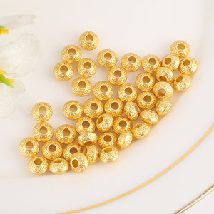 Perles d'espacement rondes couleur or sable antique, accessoires de fabrication de bijoux DIY, pour bracelets et colliers, perles en vrac, vente en gros - Product Image 4