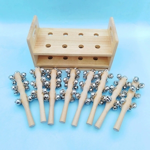 Wholesale Wooden Hand Shake Bells Set with Wooden Holder Orff Percussion Instrument For Preschool Classroom <b>Musical</b> Teaching Aid - Product Image 3