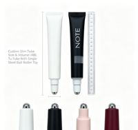 Tube souple avec applicateur à bille unique en acier inoxydable et bouchon à vis pour sérum contour des yeux, gel, huile à cuticules, emballage cosmétique