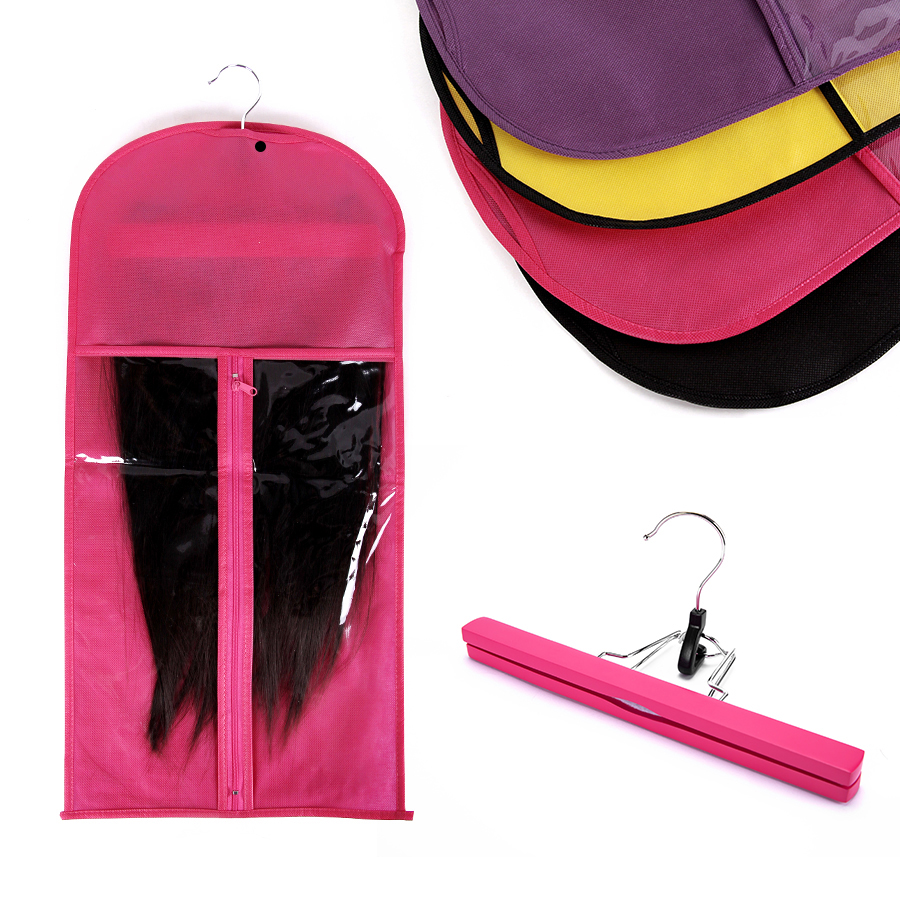 Новый продукт, розовый пыленепроницаемый защитный держатель для хранения париков, для наращивания волос, сумка для хранения париков с вешалкой для париков