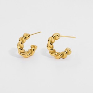 Realme — boucles d'oreilles en forme de dôme torsadé en acier inoxydable, plaqué or 18k, <span class=keywords><strong>Croissant</strong></span>, nouvelle mode pour femmes, cadeau d'anniversaire, <span class=keywords><strong>2022</strong></span> - Product Image 1