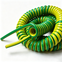 Câble d'alimentation spiralé en PU jaune-vert personnalisé de 3 m, monoconducteur 2,5 mm², fil de terre flexible pour équipement industriel