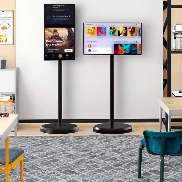 2025 New Portable 21.5" LCD Mini-LED Backlight Advertising TV with WiFi/Bluetooth 3-Year Warranty Wheels