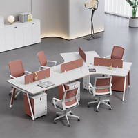 Ensemble de bureau et chaise en panneaux de bois modernes avec poste de travail modulaire en forme de L et armoire de rangement