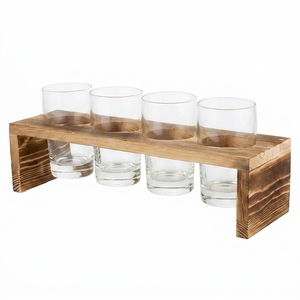 Premium <b>Wooden</b> Beer Flight Holder Rustic Style Durable Storage <b>Rack</b> For Beverage Serving - Product Image 1