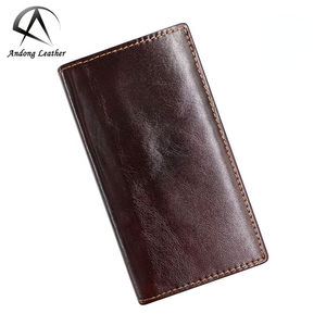 Portefeuille long en cuir huilé AndoBag avec protection RFID antivol pour homme, pochette tendance, porte-cartes multifonction - Product Image 1