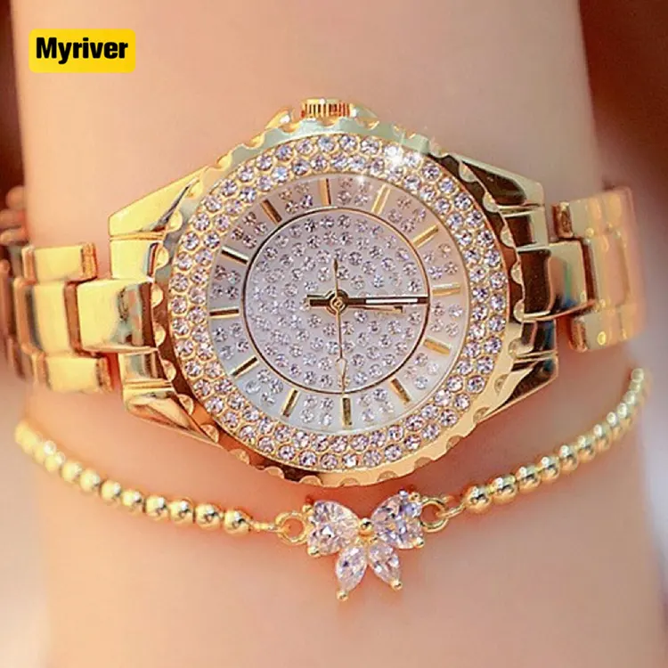 Myriver Custom Logo Fashionable Brands Automatic Mechanical Woman Watch Ladies Gold Luxury Women Watches Set With Bracelets