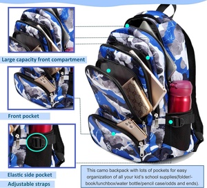 Personnalisation <span class=keywords><strong>Camouflage</strong></span> <span class=keywords><strong>bleu</strong></span> <span class=keywords><strong>sac</strong></span> d'école pour garçons de haute qualité <span class=keywords><strong>sac</strong></span> à dos pour enfants fabrique des sacs d'école pour garçons - Product Image 4