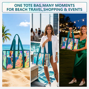 Borsa Tote Rosa in TPU Trasparente Personalizzata, Borsa Leggera Impermeabile da Spiaggia e Piscina per Donne, Ideale per Viaggi Estivi e Shopping - Product Image 6