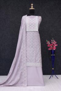 Soie Chinon lourde avec broderie Salwar pour mariage et occasion spéciale Salwar Kameez à prix abordable - Product Image 6