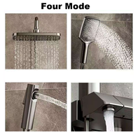 Ensemble de Douche Piano Carré Noir Mural Économique Gris Anthracite Chaud Froid avec Robinet de Baignoire à Pluie