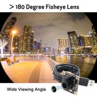 ELP 1080P H.264 Iluminación baja Lente ojo de pez de 180 grados 0,01 Lux IMX323 Módulo de cámara USB para monitoreo de seguridad en el hogar, PC, Pi