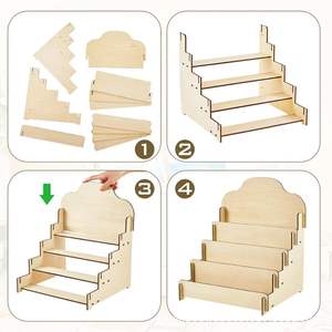 Porte-revues en bois fait main à 4 niveaux, couleur naturelle, étagère de rangement polyvalente pour l'organisation de la maison et du bureau - Product Image 2