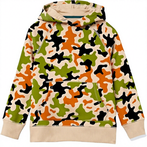Sudadera con capucha con estampado de camuflaje unisex, manga raglán, ropa informal transpirable para otoño - Product Image 1