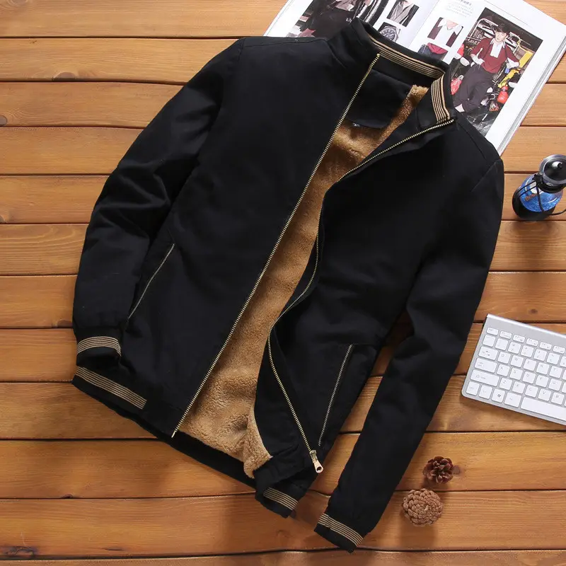OEM Custom Design Mens Bomber Jackets Casual Outwear Fleece Thick Warm Windbreaker Jacket Mens Baseball Coats