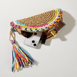 Nuovo Arrivo 2026 Mini Portafoglio da <span class=keywords><strong>Donna</strong></span> in Carta Intrecciata, Borsa a Conchiglia Piccola alla Moda con Fiocchi e Fiori, Pochette - Product Image 4