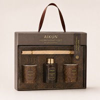 AIKUN Coffret Cadeau Diffuseur d'Huiles Essentielles de Luxe Personnalisé avec Logo, Trois Pièces, Bâtonnets en Rotin pour Maison, Hôtel, Spa, Vente en Gros