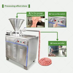 Máquina automática pequeña para hacer salchichas rojas frescas, rellenadora de salchichas y hot dogs con enlazador - Product Image 5