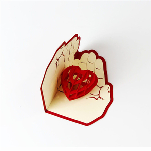 Carte de vœux 3D personnalisée pour la fête des mères, design cœur de palmier avec 'Merci' et 'Bénison Maman' - Impression offset - Product Image 4