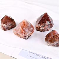 Prix de gros Tour brute hématoïde en cristal Pierre naturelle Reiki Quartz de feu rouge Point demi-poli pour la guérison