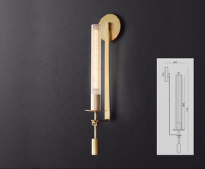 Wall <strong>Light</strong> Indoor Polish Brass Tubular Surface Mount Led Wall Lamp <strong>Upward</strong> Glass <strong>Light</strong> for Indoor Interior Decor Bathroom Home - Product Image 4