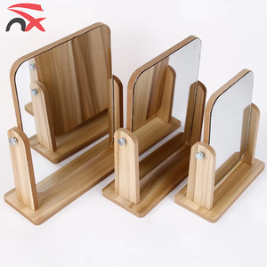 Promotional Gift Supply Superior Novel Design 360-degree Rotation Wooden Desktop Makeup Mirror