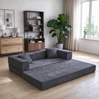 Canapé-lit modulaire compressible en tissu en forme de L, gain de place, sans structure, pour salon, hôtel, appartement, mobilier personnalisé OEM ODM