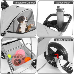 Haute qualité pliant à <span class=keywords><strong>quatre</strong></span> roues facile à pied transporteur de voyage chariot poussette pour animaux de compagnie pour chats chiens - Product Image 2