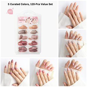 เล็บปลอม AIERFEI แบบนู๊ด 120 ชิ้น รูปทรงวงรี สีนม<span class=keywords><strong>ชา</strong></span> 5 สี คละแบบ สำหรับใช้ในชีวิตประจำวัน จำนวนมาก - Product Image 2