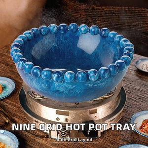 Resin <b>Blue</b> Polished Vintage Eco-Friendly Salad Serving <b>Bowl</b> Dessert Fruit Candy Plate for Restaurant Dining - Product Image 2