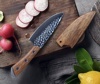 Couteau de chef japonais en acier martelé, 5 pouces, AUS8, avec fourreau en bois de rose