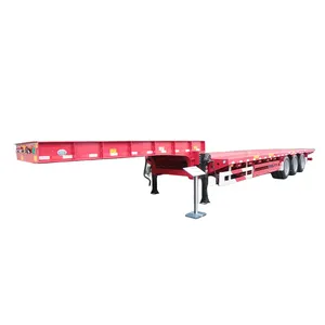 Heavy duty low loader flatbed 40ft truck flat bed semi trailers for container and machine transport