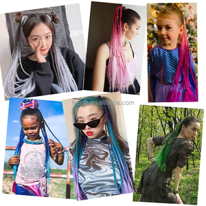 60cm 24 pouces cheveux dégradé couleur queue de cheval tressée sale femmes filles enfants bande de cheveux élastique bande de caoutchouc queue de cheval Extension de cheveux - Product Image 6