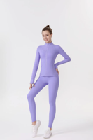 Ensemble de yoga Lulus Signature, veste à col montant à séchage rapide, pantalon court extensible à fermeture éclair dorée - Spandex/Nylon, vêtements de sport