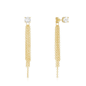 CANNER Pendientes Largos de Plata 925 con Borlas y Cadena, Chapados en Oro de 18K, para Mujer y Niña, Ideales para Fiestas - Product Image 1