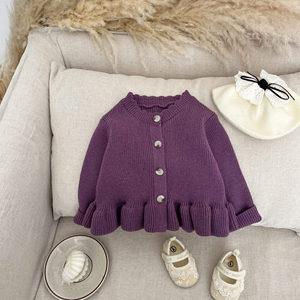 Suéter de Punto para Niñas, Estilo Primavera-Otoño, Nuevo Estilo Extranjero, Estilo Princesa con Volantes, Cárdigan de Punto para Bebés - Product Image 6