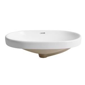 Lavabo de Cerámica Ovalado Moderno Blanco Semiempotrado con Función de Fácil Limpieza para Encimera de Baño - Product Image 6