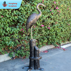 Statue d'art en bronze pour jardin de villa extérieure, entièrement personnalisée en usine, sculpture en bronze anti-rouille de chèvre-castor, héron, <span class=keywords><strong>grue</strong></span>, animaux et oiseaux. - Product Image 5