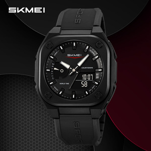 Montre Homme Multifonction Carrée <span class=keywords><strong>SKMEI</strong></span> 2328, Double Mouvement, Bracelet TPU, Style Sportif Extérieur, Montre-Bracelet Électronique à Quartz pour Homme - Product Image 1