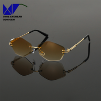 Kacamata Hitam Poligonal OEM Custom Ukuran 57-18-137, Anti Cahaya Biru + UV400 untuk Dewasa Unisex, Pabrik Kacamata