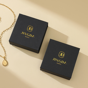 Matte nghệ thuật màu đen Giấy trang sức bao bì hộp nam châm lật Vòng cổ nhẫn carton biểu tượng tùy chỉnh - Product Image 5