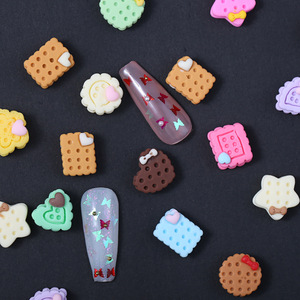 Cute 3D Resin Nail Charms Star Heart Food <b>Cookie</b> Strawberry Shortcake Flatback Cartoon Decals for Nail Art - Product Image 3