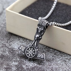 Viking Symbol Stainless Steel Men's Pendant Necklace <b>Cross</b> Shape Gift Jewelry - Product Image 2