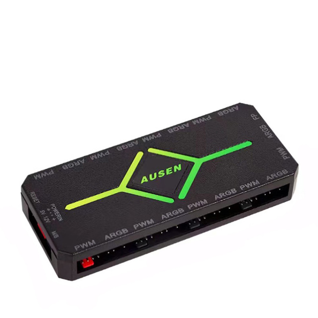 AUSEN ARGB Controller Computer Chassis Fan PWM Temperature Control 5V3 Needle Point Light Synchronous Two-in-one Computer Case