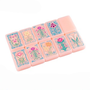 Tuiles de Mahjong américaines en acrylique rose monocouche, jeu de société à manier, coffret cadeau pour la maison, jeu de Mahjong de style américain - Product Image 4