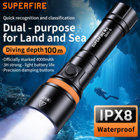 Lampe de poche de plongée 2100LM 280M IP68, étanche, en alliage d'aluminium, rechargeable, LED, charge USB, faisceau spot pour plongée sous-marine et camping