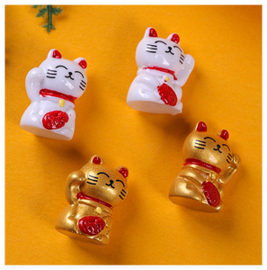 แมวกวักนำโชค DIY เรซิ่นทำมือ ทาสีด้วยมือ รูปปั้นมาเนกิเนโกะญี่ปุ่น ของตกแต่งบ้านจิ๋ว ของขวัญ - Product Image 3