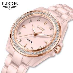 Montre-bracelet en céramique pour femme de haute qualité, mouvement à quartz, étanche, lunette sertie de diamants, luxe, mode, simple, aiguille en verre - Product Image 5