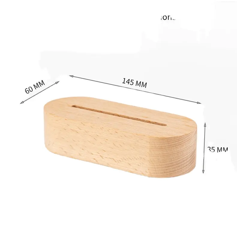 Factory Wholesale Solid Wood Oval Monochrome 3 Colors 7 Colors LED Atmosphere Light Solid Wood Base Acrylic Night Light